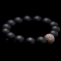 Loren Jewels Black Onyx Bracelet with Sterling Silver and Diamond Accent Bead