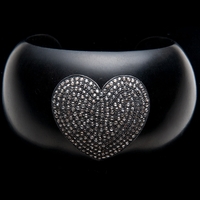 Loren Jewels Wood Cuff Bracelet with Pave Diamond Star