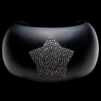 Loren Jewels Wood Cuff Bracelet with Pave Diamond Star