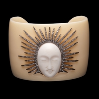 Loren Jewels Sterling Silver Bakelite Cuff Bracelet with Diamond Accents