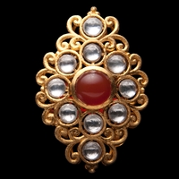 Loren Jewels Gold and Silver Red Onyx and Crystal Ring