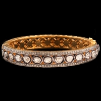 Loren Jewels Diamond Bangle Bracelet with Rose Cut Diamonds