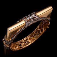 Loren Jewels Gold Bangle Bracelet with Diamond Accents