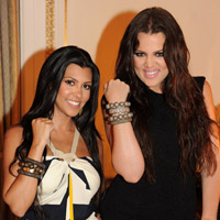 Kim and Kourtney kardashian wearing Loren Jewels
