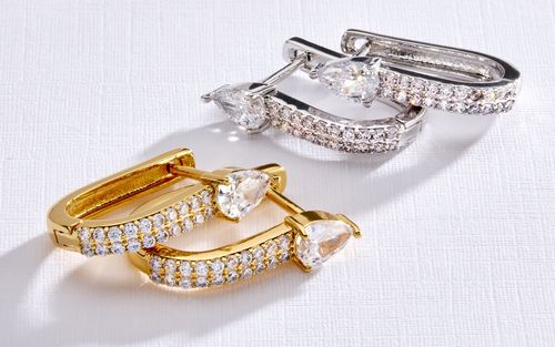 LOUISA Pear Micro Pave Huggie Earrings