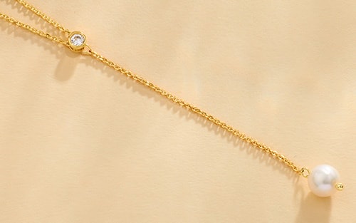Dainty Freshwater Pearl Drop Lariat Necklace