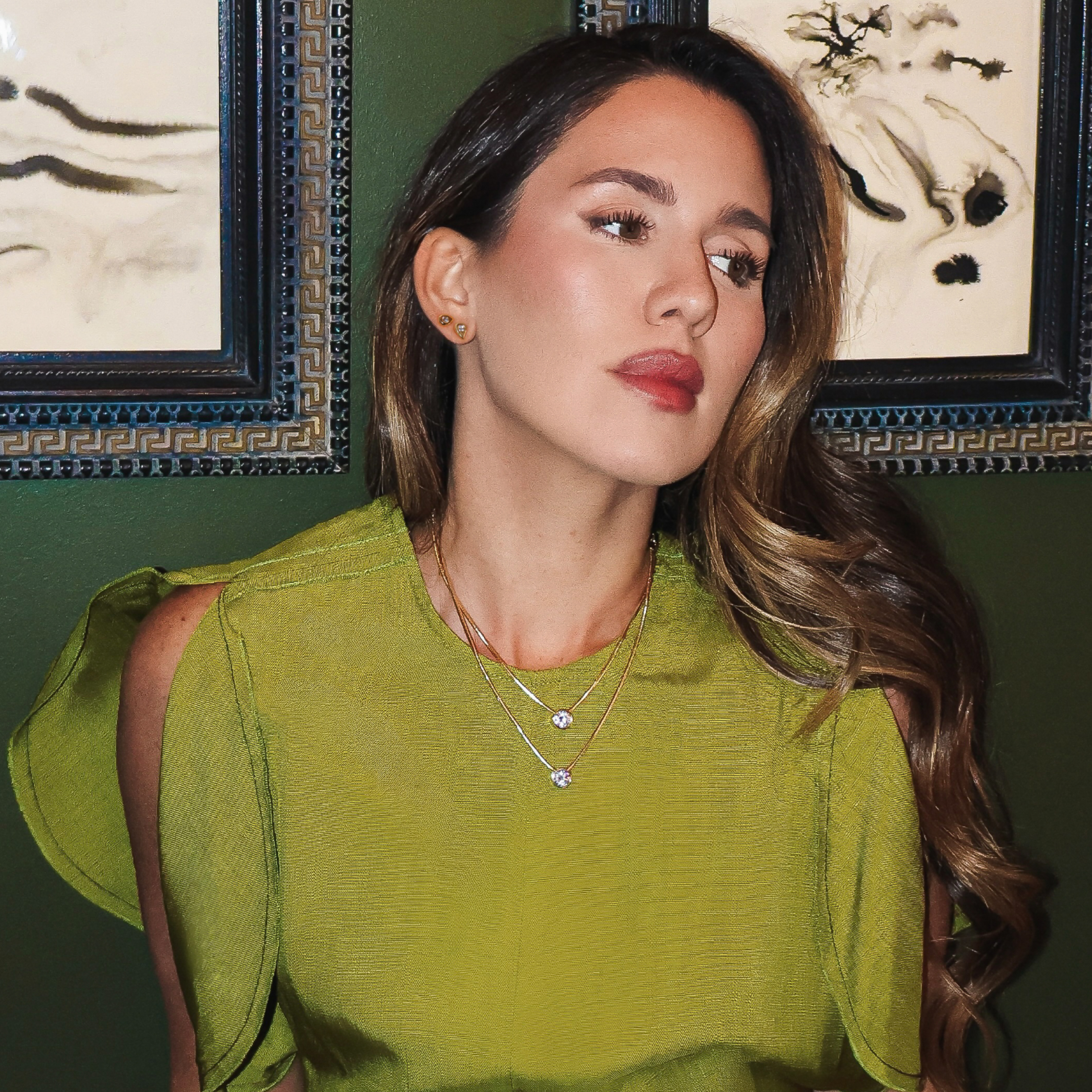 Model wearing Ariel earrings