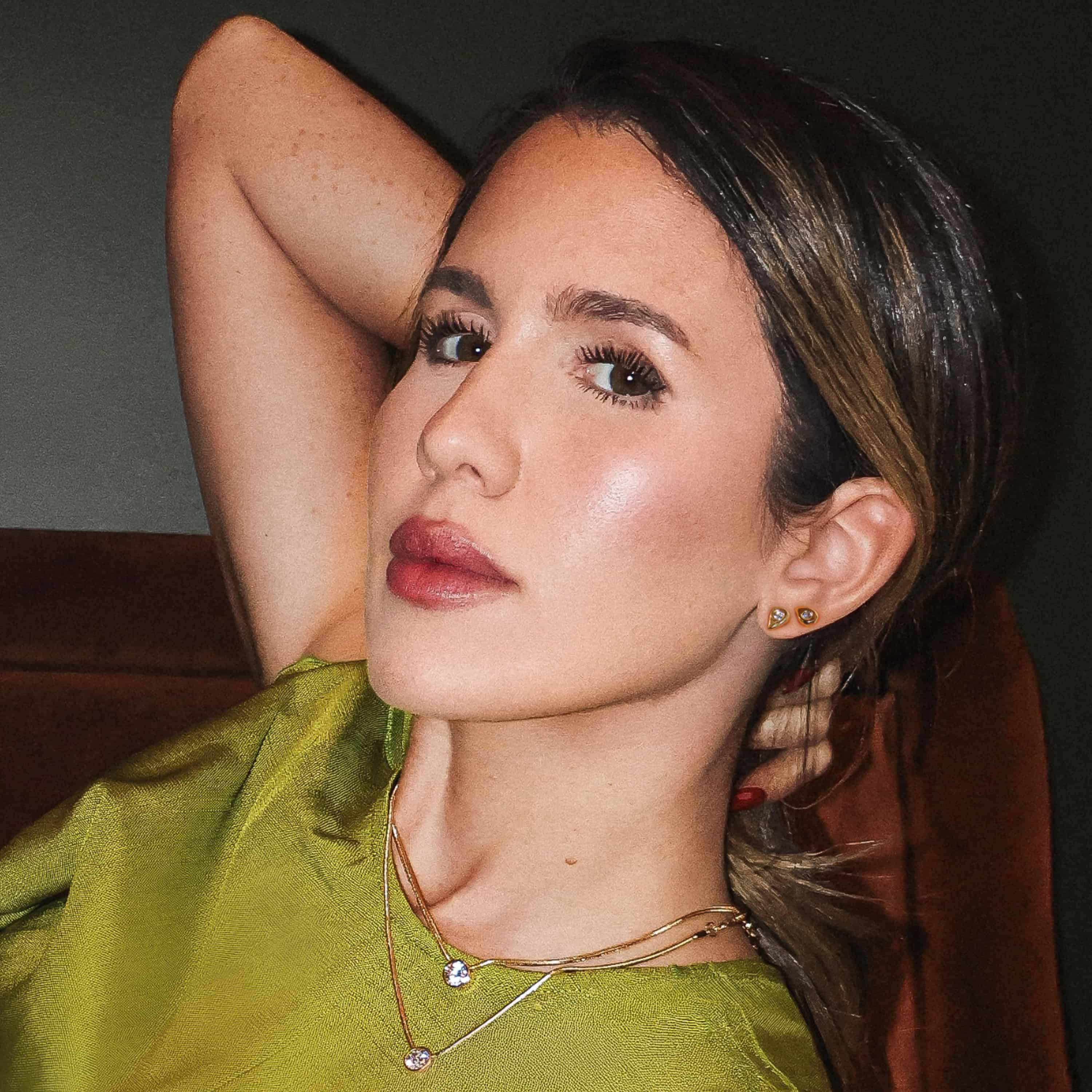 Model wearing Perla necklace