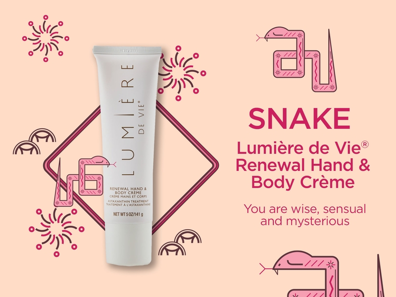 Year of the Snake - Lumière de Vie® Renewal Hand & Body Crème (Astaxanthin Treatment) - You are wise, sensual and mysterious